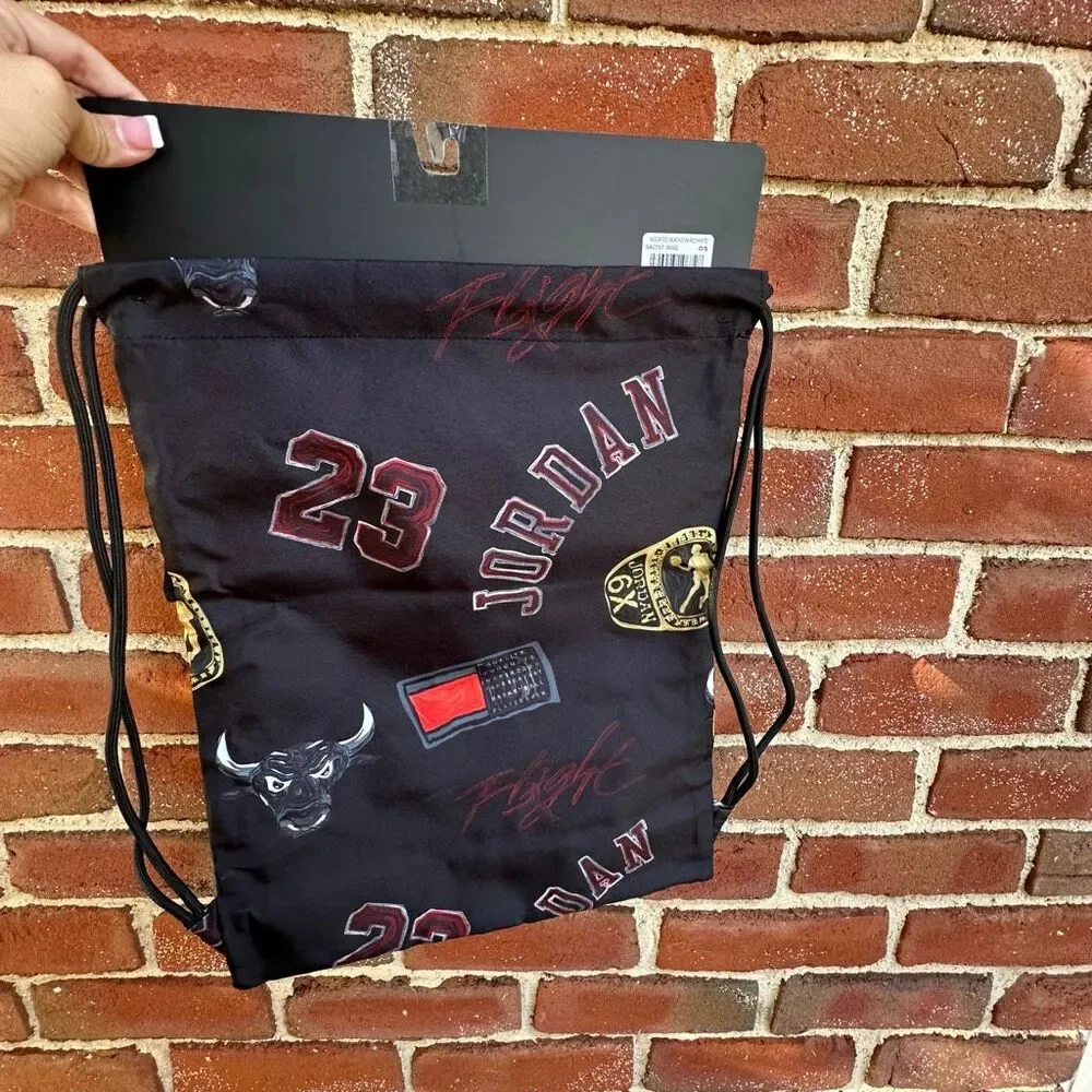 Nike Air Jordan Championship Rings Gym Sack Drawstring Backpack Black NEW
